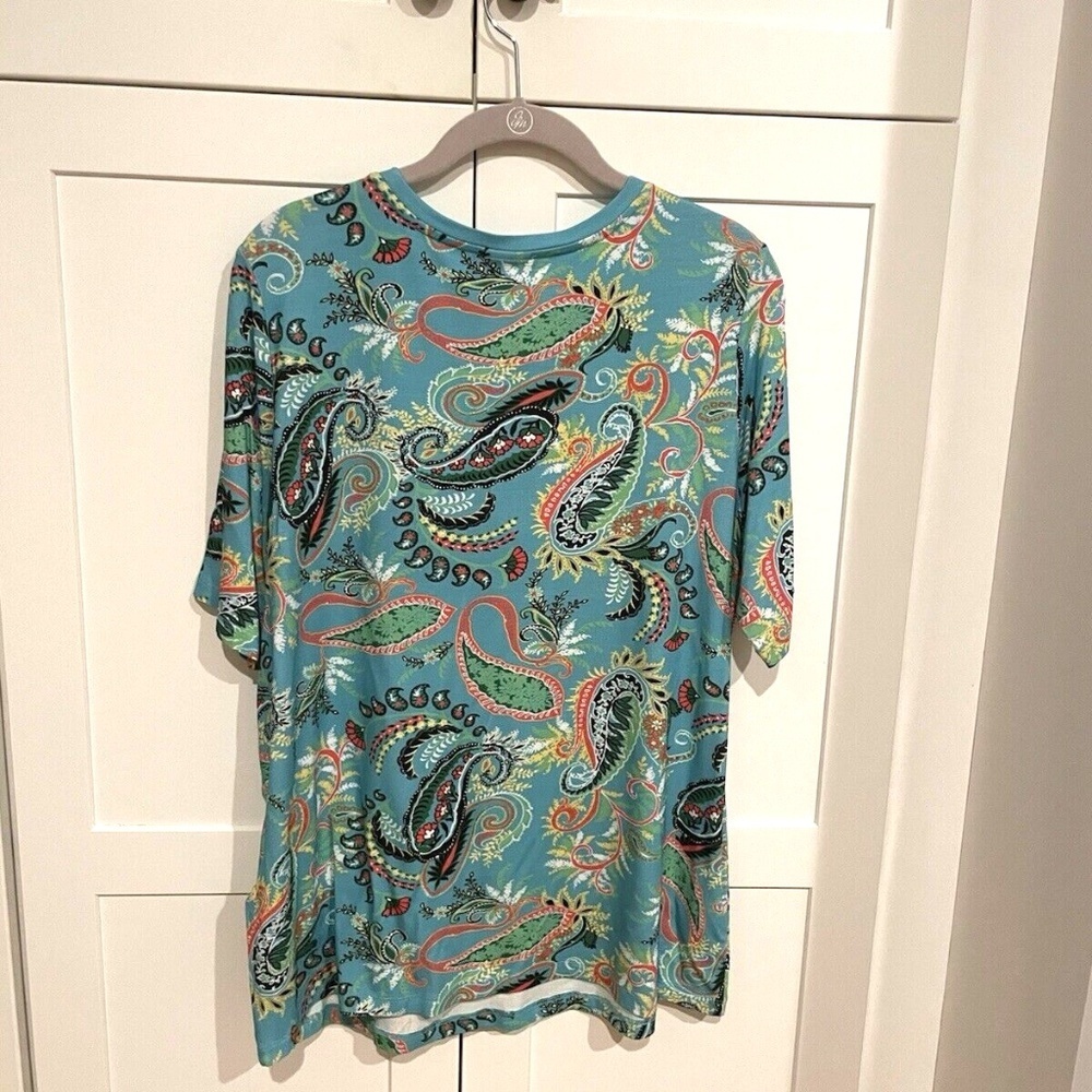 XL Blue Paisley Pattern Short Sleeve Top - German Brand Madeleine - Picture 2 of 5